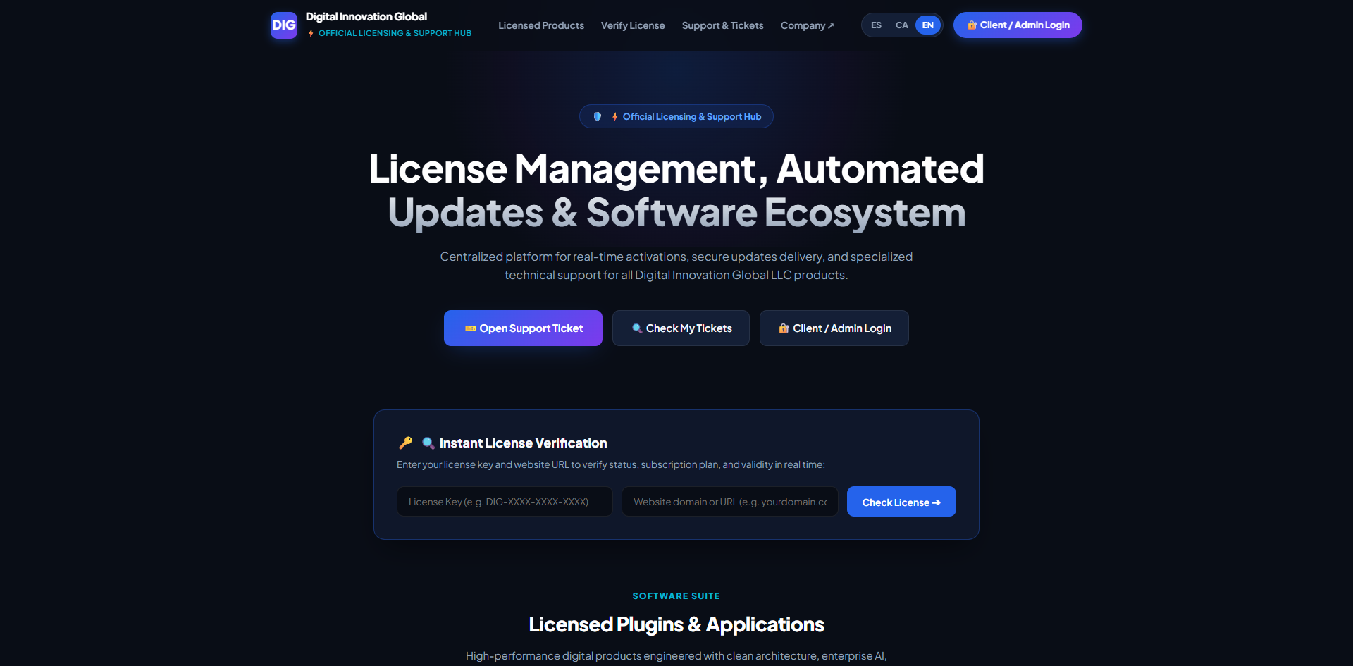 Sistema de Licencias & Soporte DIG